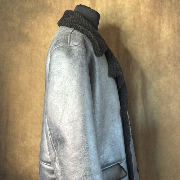 I.N.C. Men's Classic-Fit Faux-Shearling Double-Breasted Overcoat Silver Size XXL - Picture 6 of 12